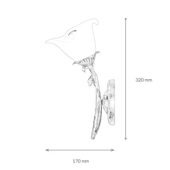 Glaslampen|Florale Lampen*Easylight Wandleuchte Shabby Blumen Creme Weiß Landhaus