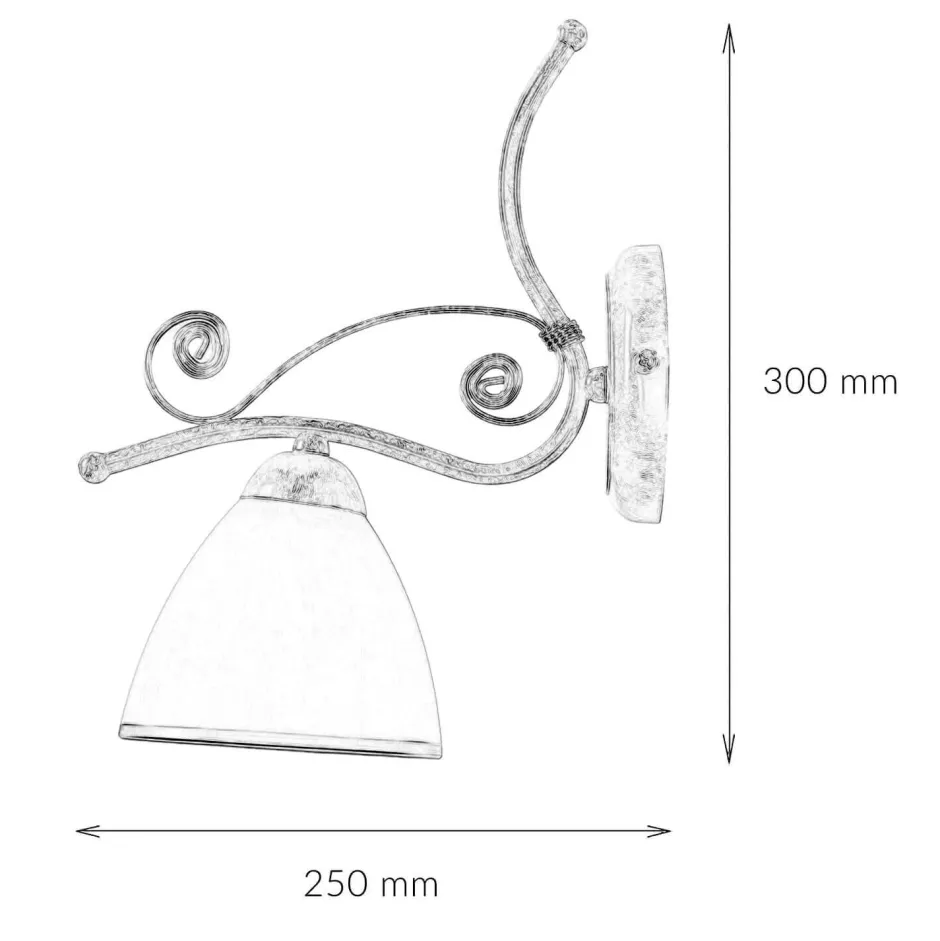 Wandleuchten|Küchenlampen*Lamkur Wandleuchte Shabby Jugendstil Metall Lampe Glas