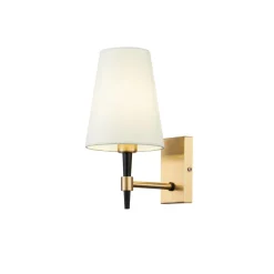 Wandleuchten|Schlafzimmer Lampen*Maytoni Wandleuchte Stoff Metall E14 H: 28 cm in Messing Weiß