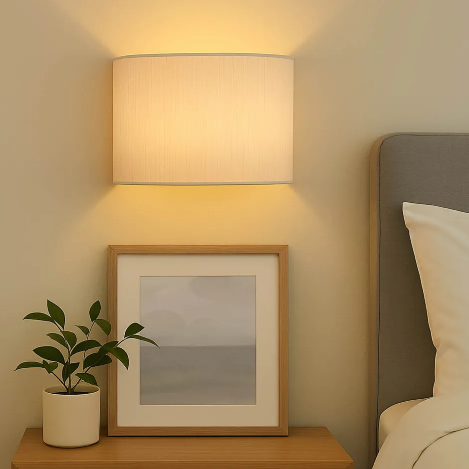 Elstead Wandleuchte Stoff Up Down in Creme Messing GRASTA< Moderne Lampen|Küchenlampen