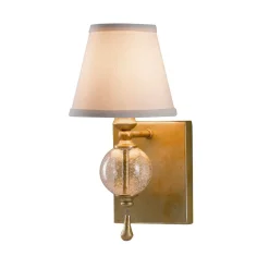 Wandleuchten|Flurlampen*Elstead Wandleuchte Stoffschirm Creme Blattsilber antik PALLO