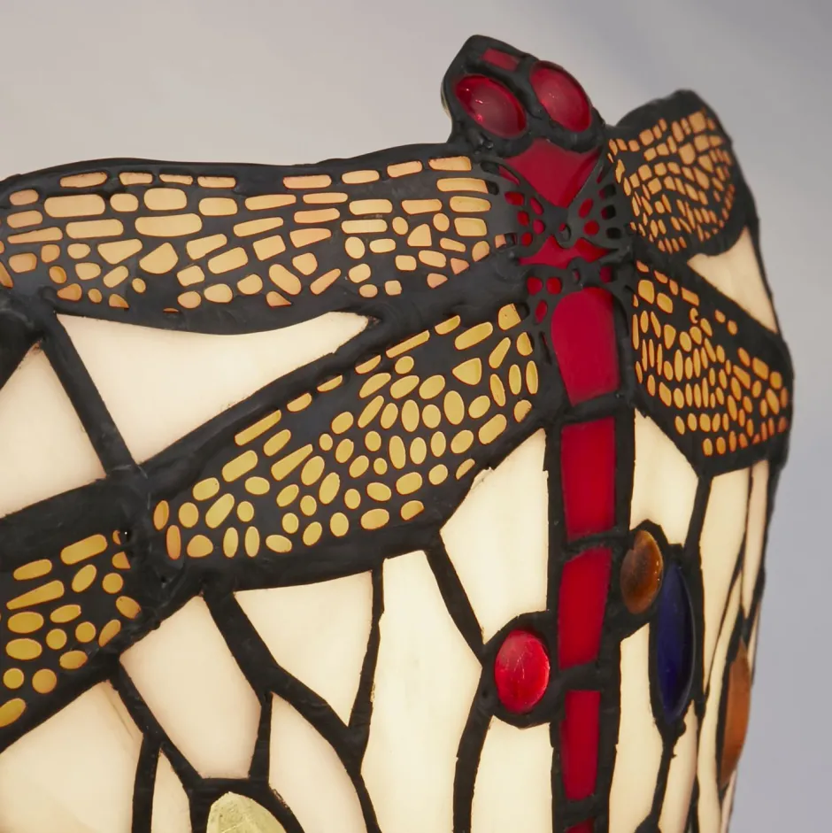 Searchlight Wandleuchte Tiffany Stil Buntglas Metall B: 30,5 cm E14< Glaslampen|Tiffany Lampen