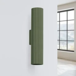 Flurlampen|Wohnzimmerlampen*Sollux Wandleuchte Up Down Aluminium H: 30 cm Grün GU10 2-flammig