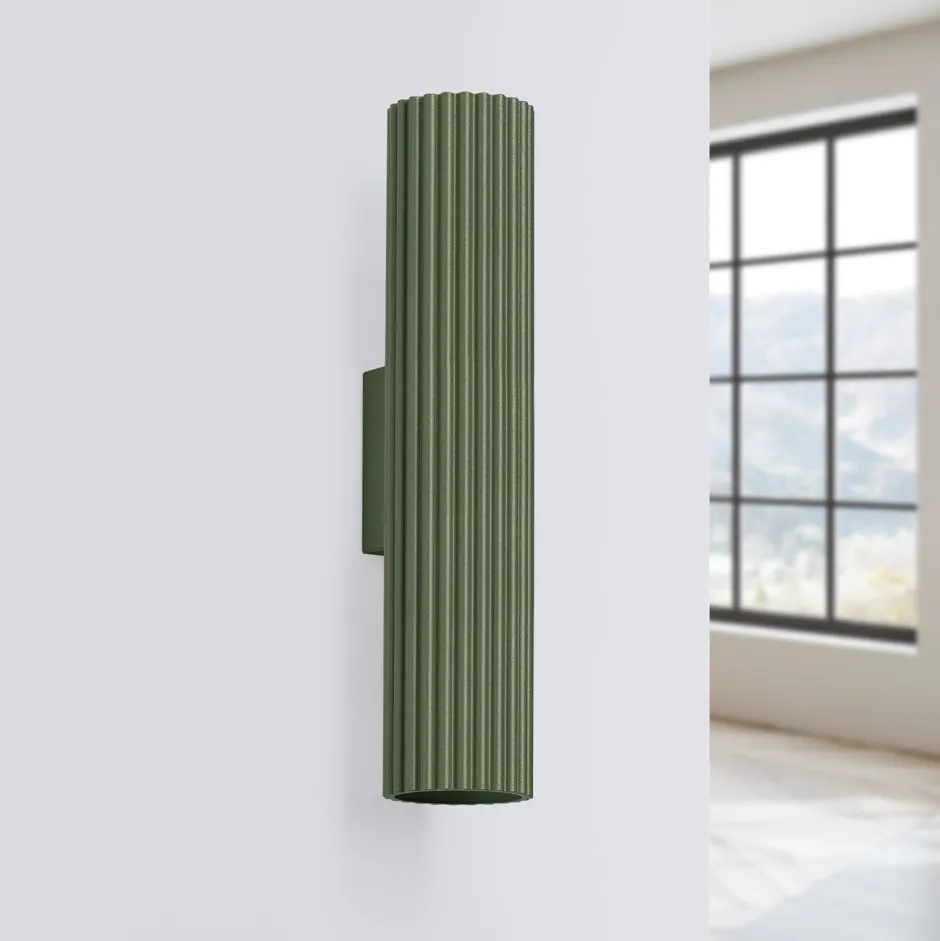 Flurlampen|Wohnzimmerlampen*Sollux Wandleuchte Up Down Aluminium H: 30 cm Grün GU10 2-flammig