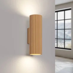Flurlampen|Wohnzimmerlampen*Sollux Wandleuchte Up Down H: 20 cm in Gold GU10 2-flammig Aluminium