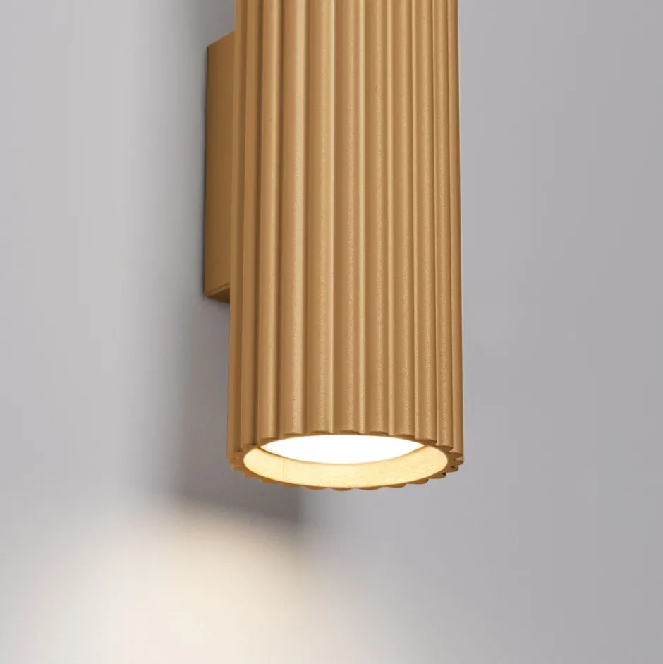 Flurlampen|Wohnzimmerlampen*Sollux Wandleuchte Up Down H: 20 cm in Gold GU10 2-flammig Aluminium