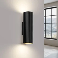 Sollux Wandleuchte Up Down klein H: 20 cm Schwarz 2x GU10 Aluminium< Flurlampen|Wohnzimmerlampen