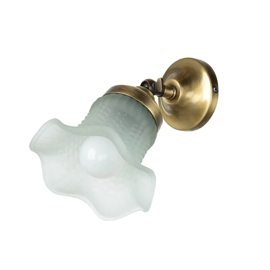 Giovanni Battista Wandleuchte verstellbar Echt-Messing Glas E14< Metall Lampen|Messinglampen