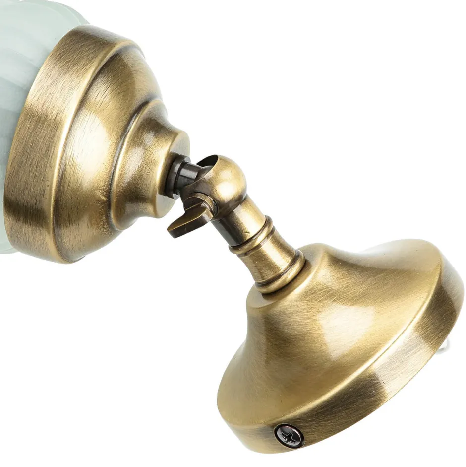 Giovanni Battista Wandleuchte verstellbar Echt-Messing Glas E14< Metall Lampen|Messinglampen