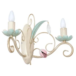 Florale Lampen|Küchenlampen*Luminex Wandleuchte Weiß 2-flmg floral