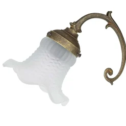 Wandleuchten|Küchenlampen*Giovanni Battista Wandleuchte Weiß Glasschirm Echt-Messing Ricciolo