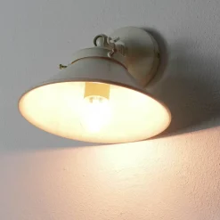 Giovanni Battista Wandleuchte Weiß Gold Shabby Chic aus Messing< Wohnzimmerlampen|Metall Lampen