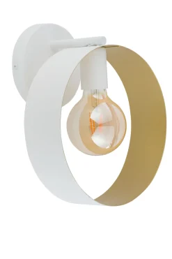 Wandleuchten|Flurlampen*Sigma Wandleuchte Weiß Innen Gold Metall E27 Ø25 cm Ring