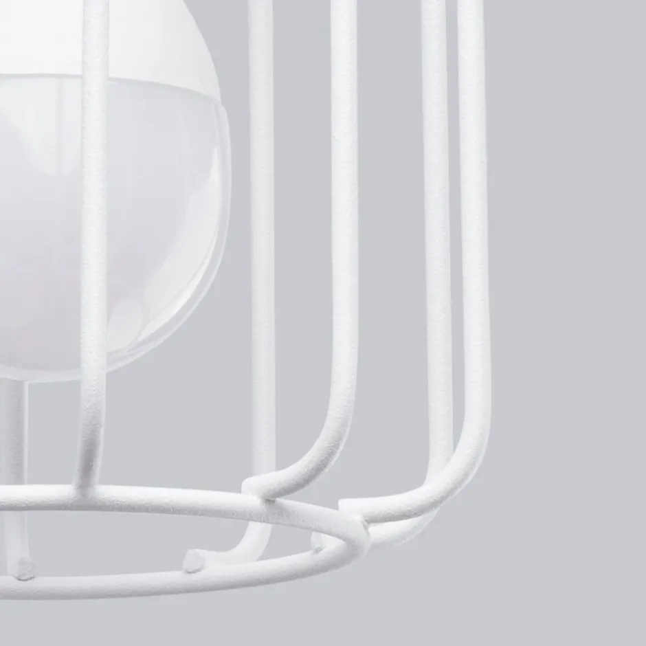 Sollux Wandleuchte Weiß Metall Draht Käfig Retro schwenkbar< Spots|Wandleuchten