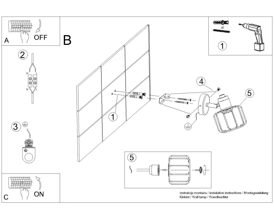 Sollux Wandleuchte Weiß Metall Draht Käfig Retro schwenkbar< Spots|Wandleuchten