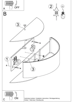 Wohnzimmerlampen|Stofflampen*Sollux Wandleuchte Weiß Stoff Glas 45 cm Up Down Modern 2x E27
