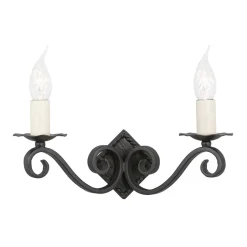 Elstead Wandleuchter CAMELOT 5 Schwarz Schmiedeeisen 2xE14< Wandleuchten|Rustikale Lampen