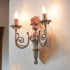 Metall Lampen|Messinglampen*Giovanni Battista Wandleuchter 2-flmg Weiß aus Echt-Messing