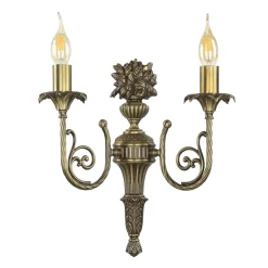 Metall Lampen|Messinglampen*Giovanni Battista Wandleuchter 2-flmg Weiß aus Echt-Messing