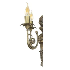 Metall Lampen|Messinglampen*Giovanni Battista Wandleuchter 2-flmg Weiß aus Echt-Messing