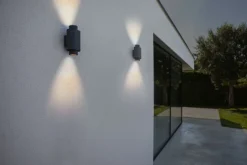 Metall Lampen|Moderne Außenleuchten*Eco-Light Wandspot Anthrazit Up Down H:20 cm IP44 GU10 flexibel
