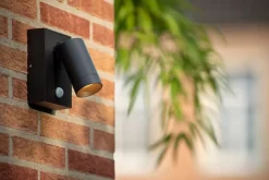 Wandspot Bewegungsmelder flexibel Schwarz GU10 H:15 cm< Außenleuchten Mit Bewegungsmelder|Metall Lampen