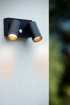 Wandspot Bewegungsmelder flexibel Schwarz GU10 B:18 cm< Außenleuchten Mit Bewegungsmelder|Metall Lampen