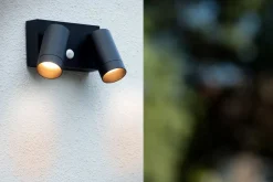 Wandspot Bewegungsmelder flexibel Schwarz GU10 B:18 cm< Außenleuchten Mit Bewegungsmelder|Metall Lampen