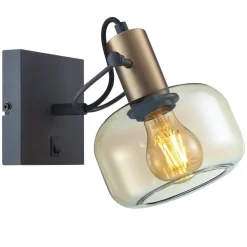 Spots|Küchenlampen*Steinhauer Wandspot blendarm in Schwarz Bernstein E27 H:16 cm