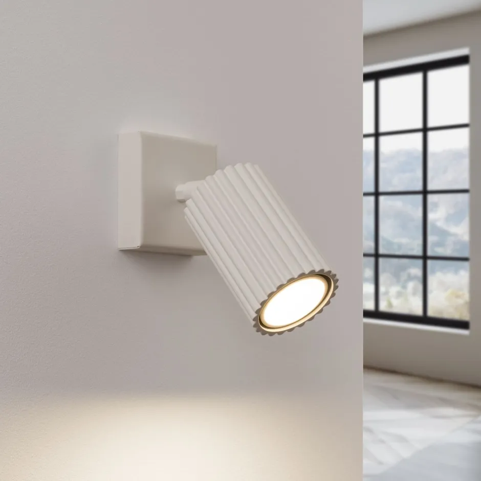 Sollux Wandspot GU10 B: 8 cm klein in Creme aus Aluminium< Flurlampen|Wohnzimmerlampen