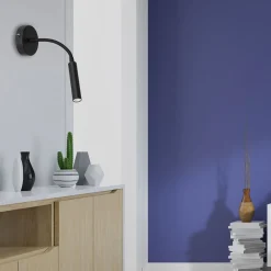 Wandleuchten|Schlafzimmer Lampen*Luminex Wandspot Metall G9 akzentuiert T:35 cm Flexarm Schwarz
