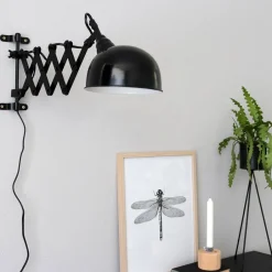 Spots|Wandleuchten*Steinhauer Wandspot Metall Schwarz T:56 cm mit Stecker flexibel