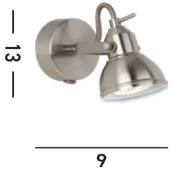 Bürolampen|Wohnzimmerlampen*Searchlight Wandspot Metall verstellbar GU10 bis 50 W in Silber