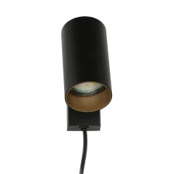 Nowodvorski Wandspot mit Schalter Kabel Schwarz Gold GU10< Wandleuchten|Flurlampen