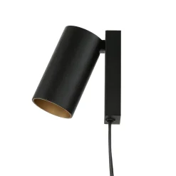 Nowodvorski Wandspot mit Schalter Kabel Schwarz Gold GU10< Wandleuchten|Flurlampen