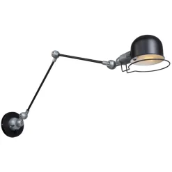 Steinhauer Wandspot mit Stecker in Schwarz Silber E14 flexibel< Spots|Wandleuchten