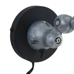 Steinhauer Wandspot mit Stecker in Schwarz Silber T:29 cm flexibel< Spots|Wandleuchten