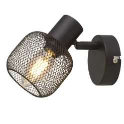 Searchlight Wandspot Schwarz E14 Ø 9 cm Metall verstellbar Retro< Wandleuchten|Flurlampen