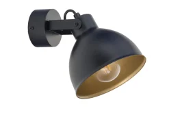 Spots|Wandleuchten*Sigma Wandspot Schwarz Gold Metall Industrial E27 beweglich