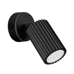 Flurlampen|Wohnzimmerlampen*Sollux Wandspot Schwarz GU10 B: 8 cm klein schwenkbar Modern Alu