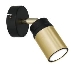 Luminex Wandspot Schwarz Messing Modern GU10 Wandlampe< Wandleuchten|Flurlampen