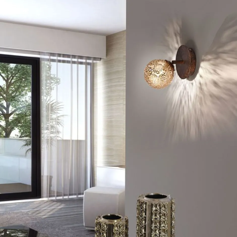 Flurlampen|Bürolampen*Paul Neuhaus Wandstrahler mit Schalter Rostbraun Gold G9 verstellbar