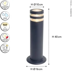 Eco-Light Wegeleuchte Anthrazit Aluminium 40 cm GU10 IP44 Modern< Metall Lampen|Wegeleuchten