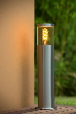 Wegeleuchten|Metall Lampen* Wegeleuchte Außen Stahl in Chrom IP44 E27 49 cm Garten