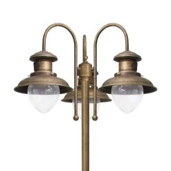 Giovanni Battista Wegeleuchte 3-flammig IP44 E27 210 cm Messing Glas< Außenleuchten Antik|Außenleuchten Messing