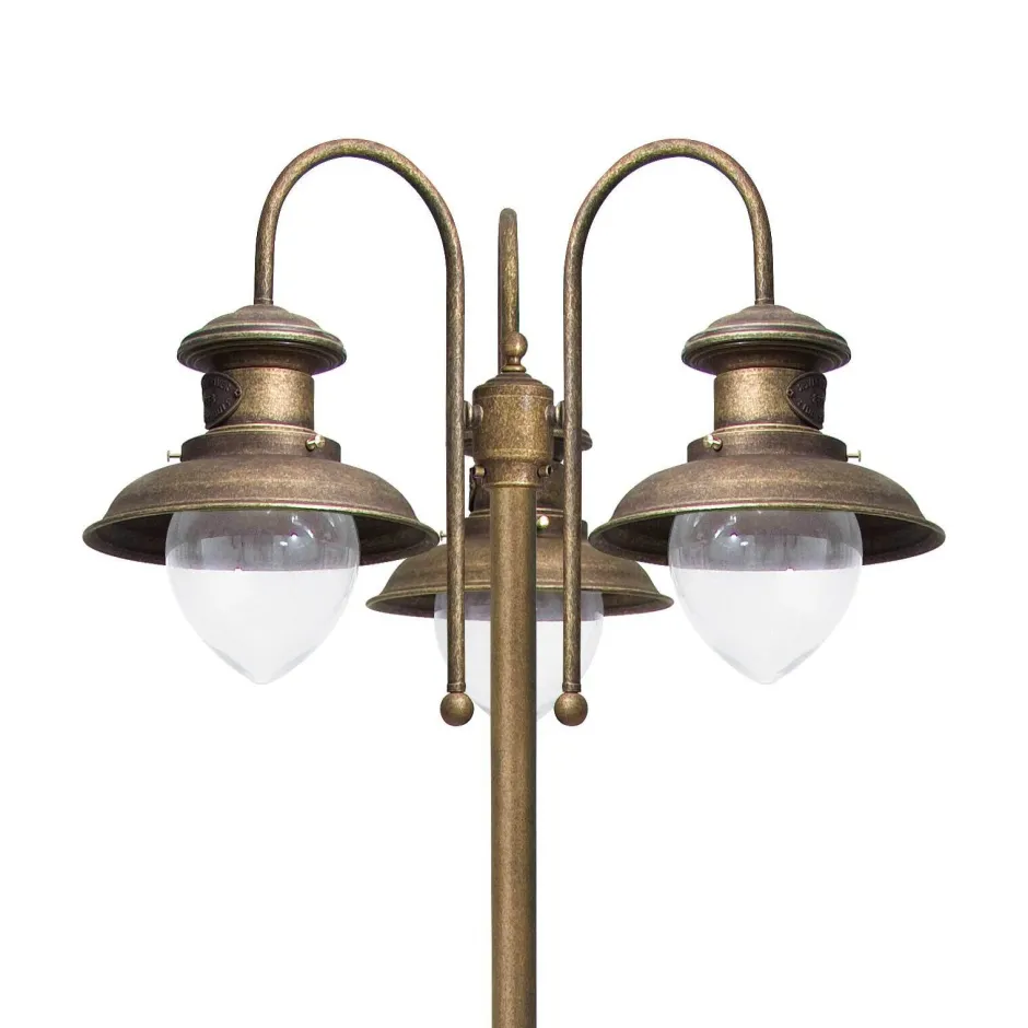 Giovanni Battista Wegeleuchte 3-flammig IP44 E27 210 cm Messing Glas< Außenleuchten Antik|Außenleuchten Messing