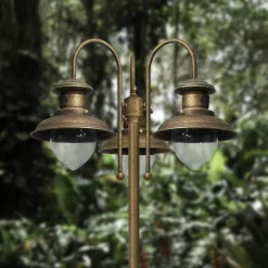 Giovanni Battista Wegeleuchte 3-flammig IP44 E27 210 cm Messing Glas< Außenleuchten Antik|Außenleuchten Messing