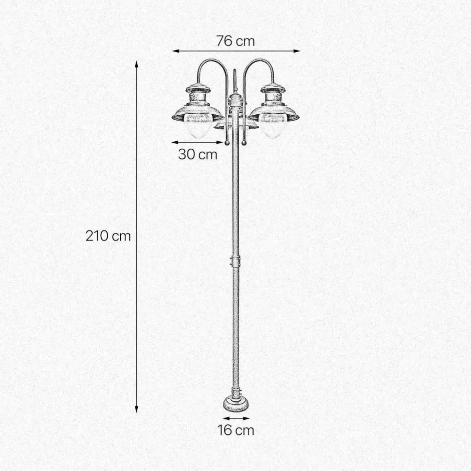 Giovanni Battista Wegeleuchte 3-flammig IP44 E27 210 cm Messing Glas< Außenleuchten Antik|Außenleuchten Messing