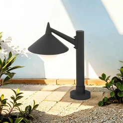 Vintage Lampen|Wegeleuchten*WOFI Wegeleuchte IP44 E27 40 cm Aluminium Grau