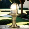 Lido Wegeleuchte klein 25 cm IP64 E27 Echt-Messing Glas< Außenleuchten Antik|Außenleuchten Messing